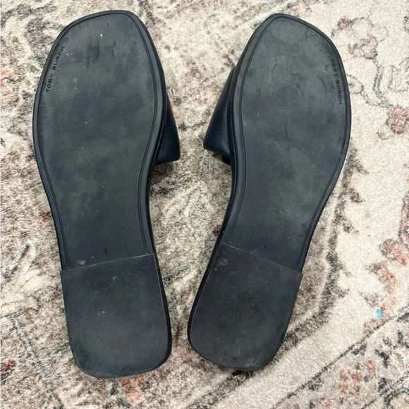 Tory Burch Black Slide Sandals with Silver Accent - Picture 4 of 4